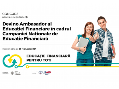 Participă la o instruire de educație financiară și poți deveni ambasador sau ambasadoare în cadrul Campaniei Naționale de Educație Financiară în localitatea ta!